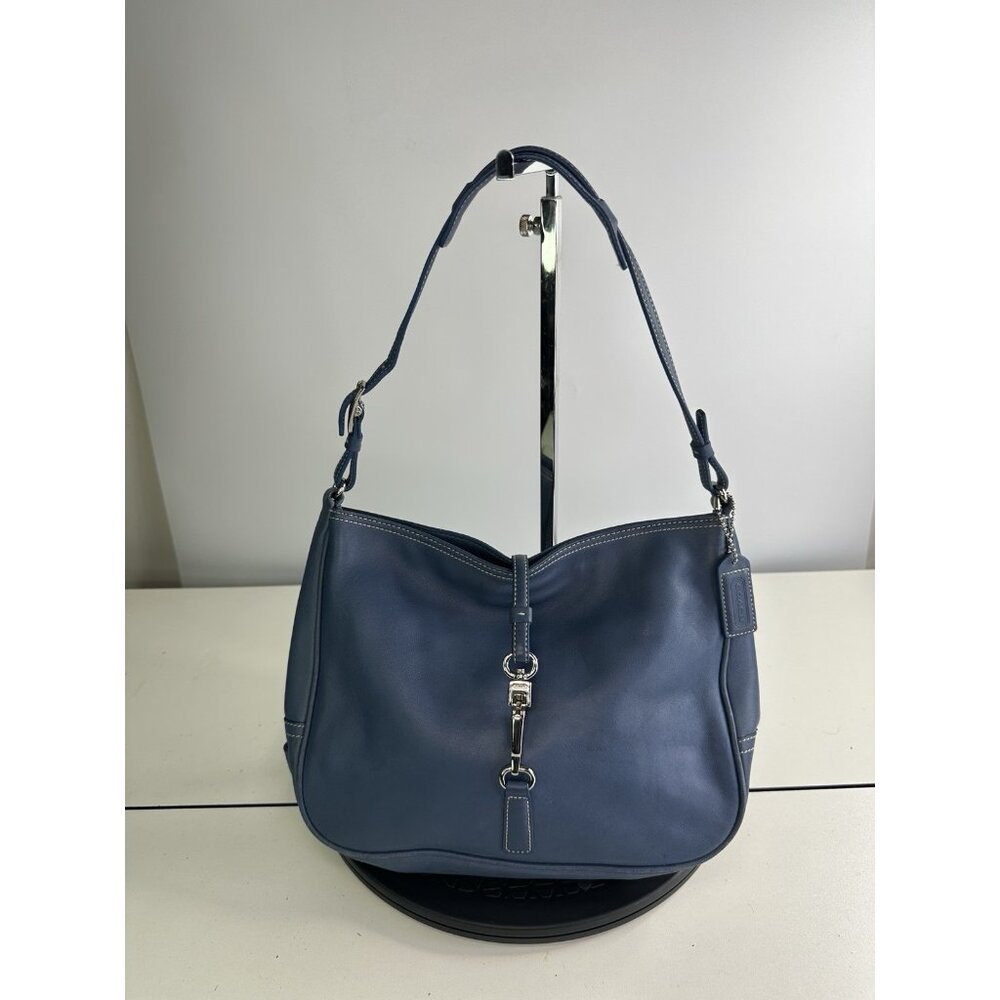 WORN - COACH 7751 Hamptons Clip Hobo Shoulder Light Blue Leather